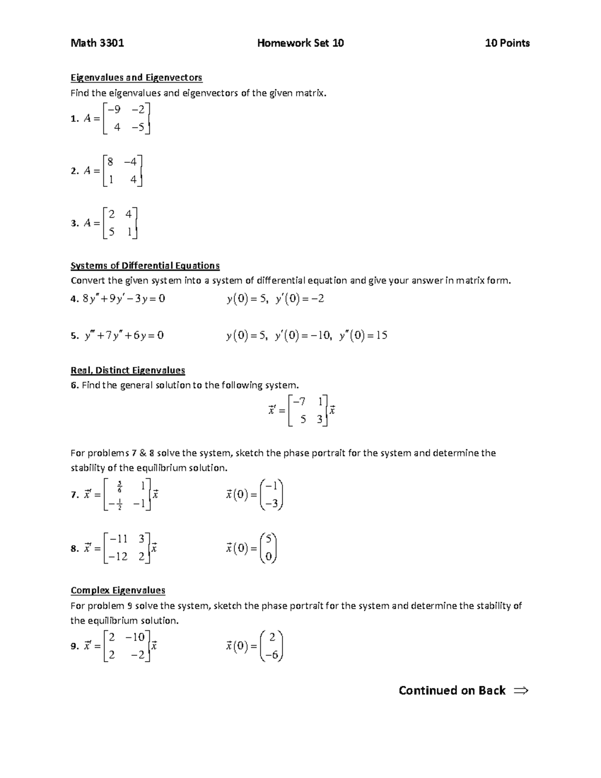 Hw 10 spring 2017 questions - Math 3301 Homework Set 10 10 Points ...
