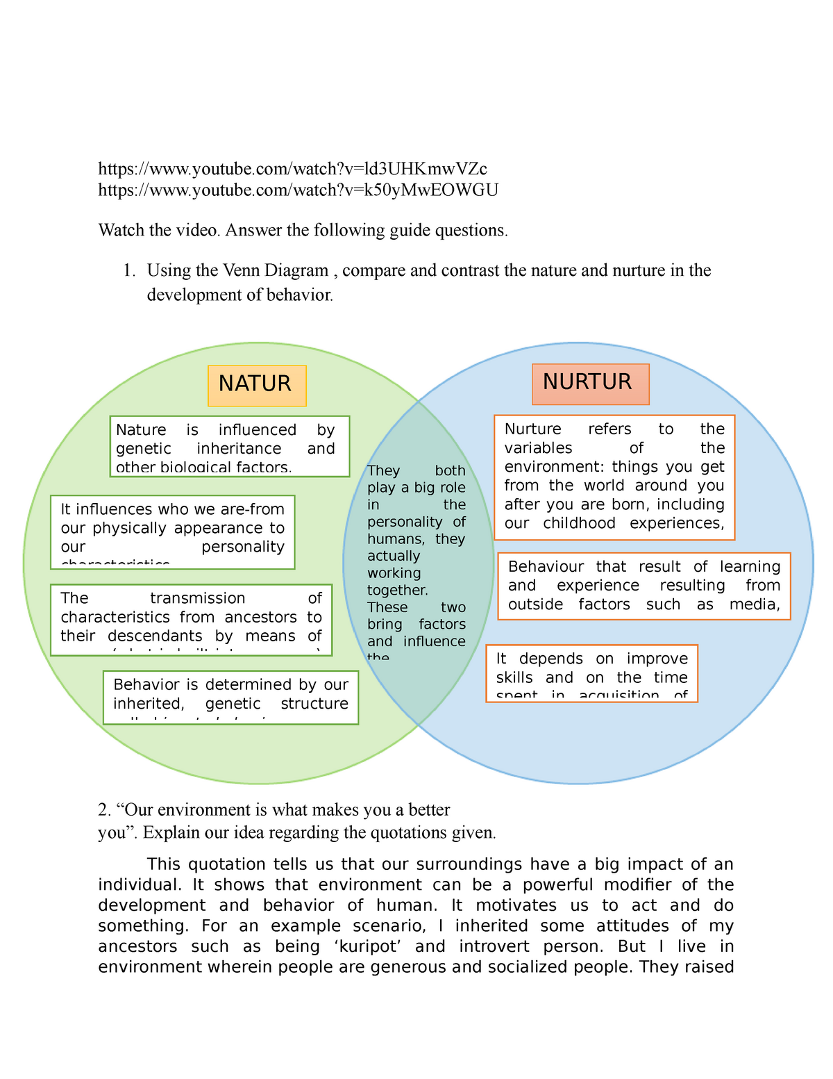 Nature VS Nurture Gender And Society PangSU Studocu