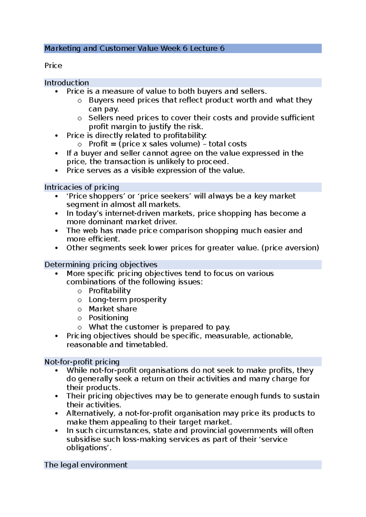 MCV Week 6 Lecture 6 - Marketing and Customer Value Week 6 Lecture 6 ...