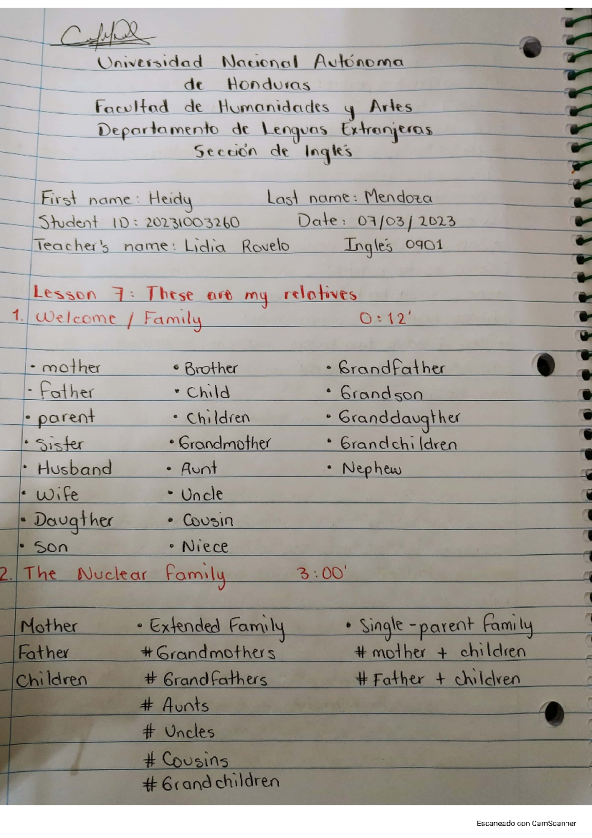 Mendoza Heidy U2T3a26 Toma de notas Lección 7 "These are my relatives