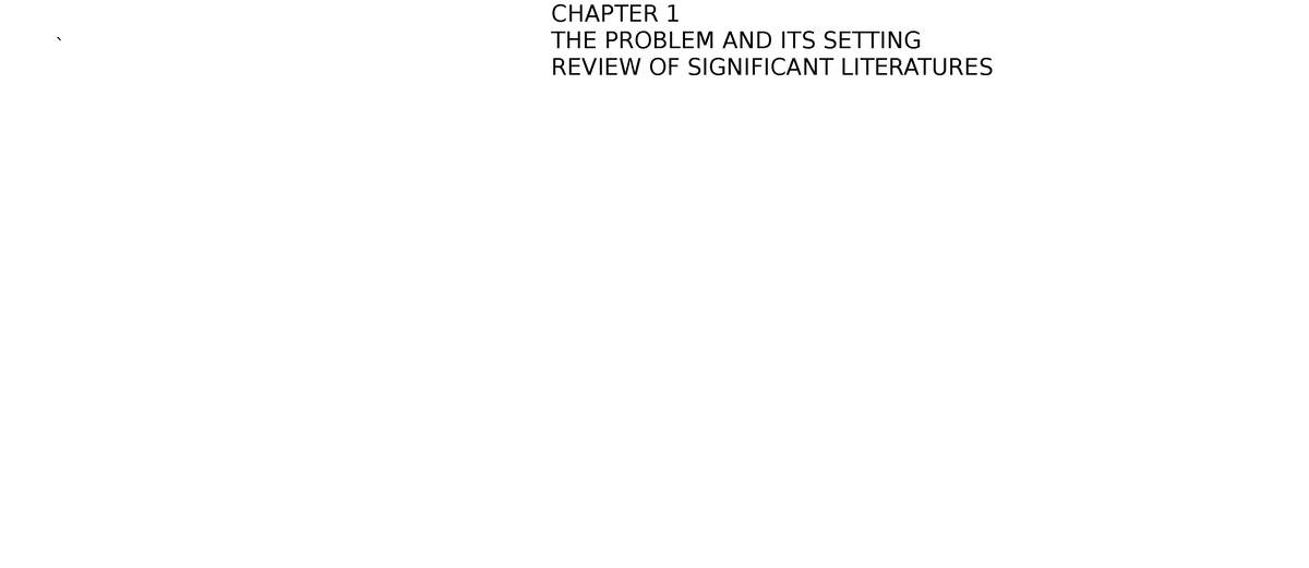 Thesis - ` CHAPTER 1 THE PROBLEM AND ITS SETTING REVIEW OF SIGNIFICANT ...