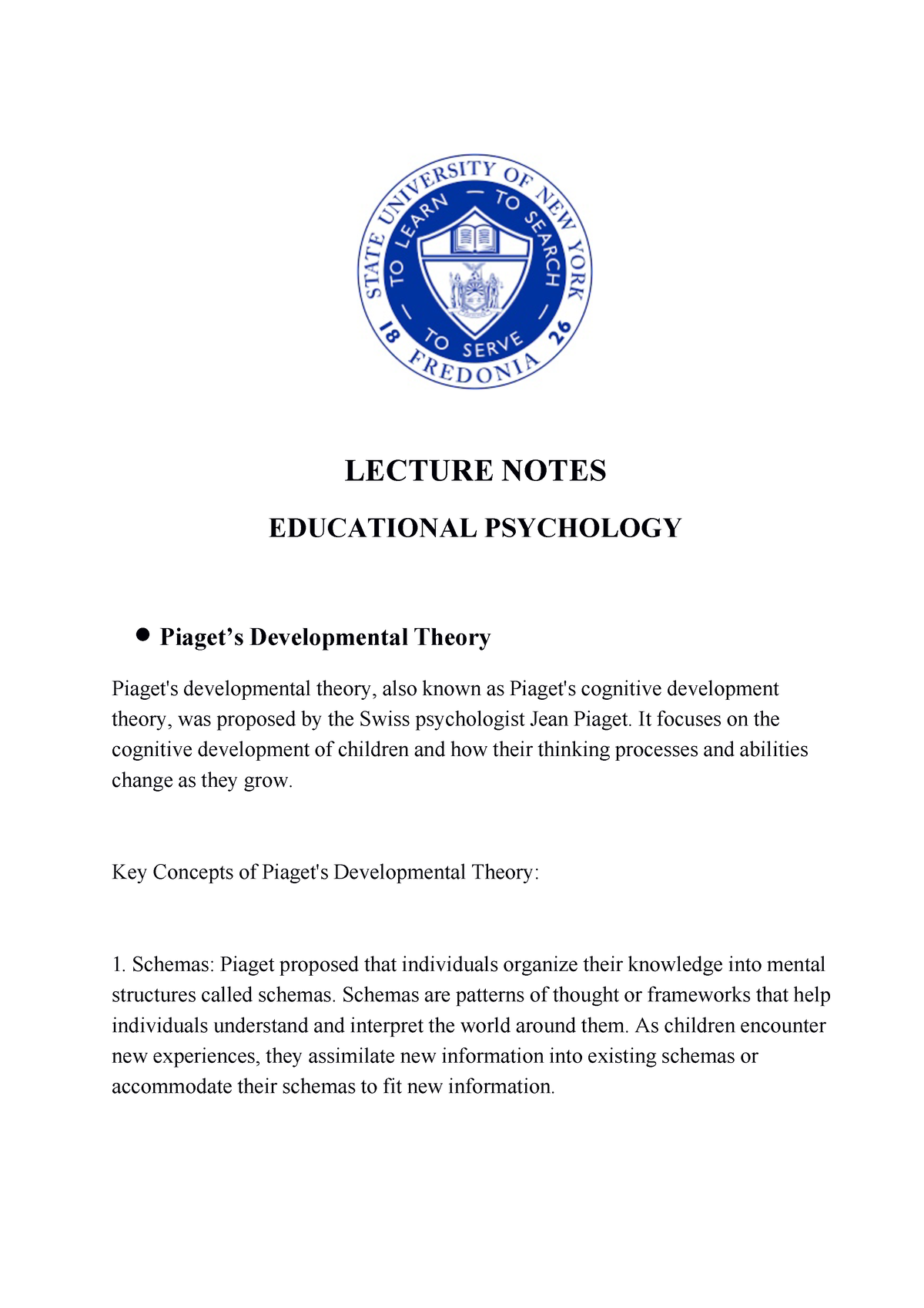 Educational Psychology 12 LECTURE NOTES EDUCATIONAL PSYCHOLOGY