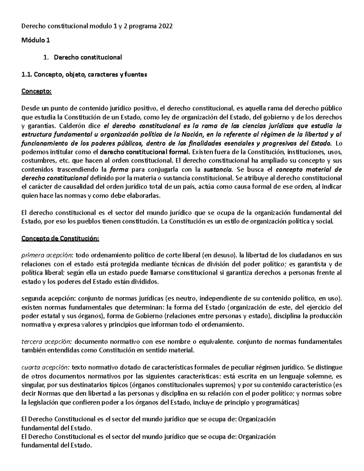 Derecho Constitucional Modulo 1 Y 2 Programa 2022 Derecho