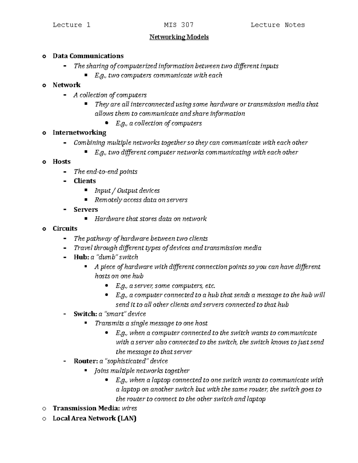 Networking Models Teacher Joseph Buckman Networking Models o Data