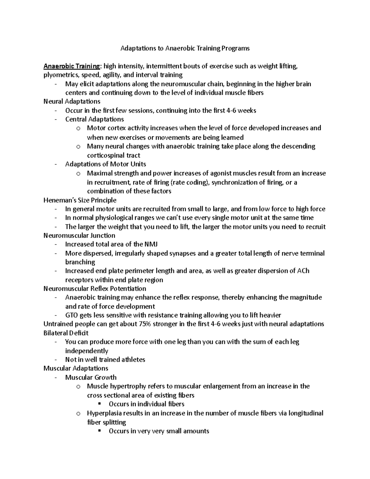 Adaptations to Anaerobic Training Programs - Adaptations to Anaerobic ...