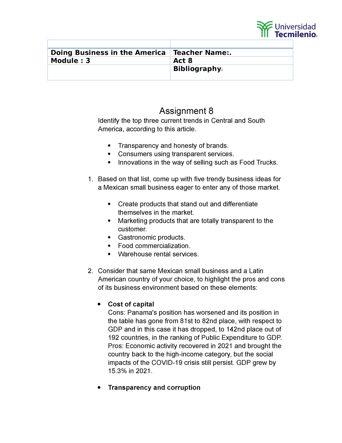 assignment 4 doing business in the americas