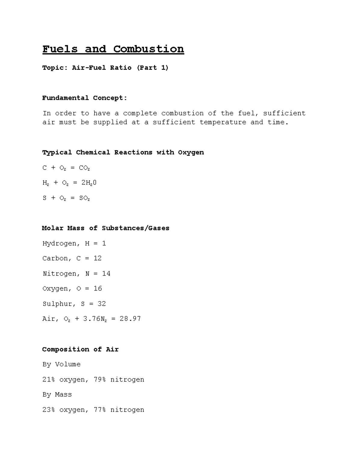 Fuels and Combustion part 1 Fuels and Combustion Topic AirFuel