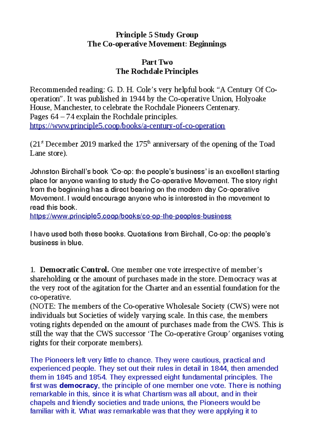 The-Rochdale-Principles - Principle 5 Study Group The Co-operative ...