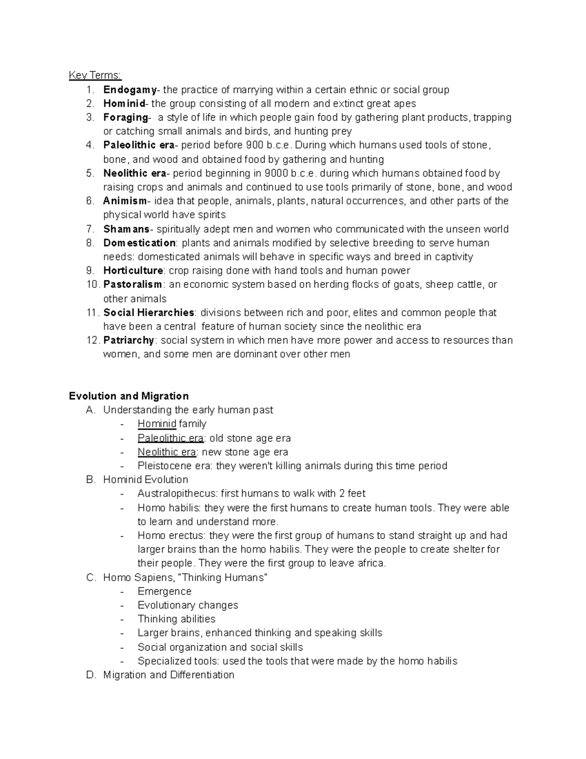 history-of-civil-chapter-1-the-earliest-human-societies-key-terms-1
