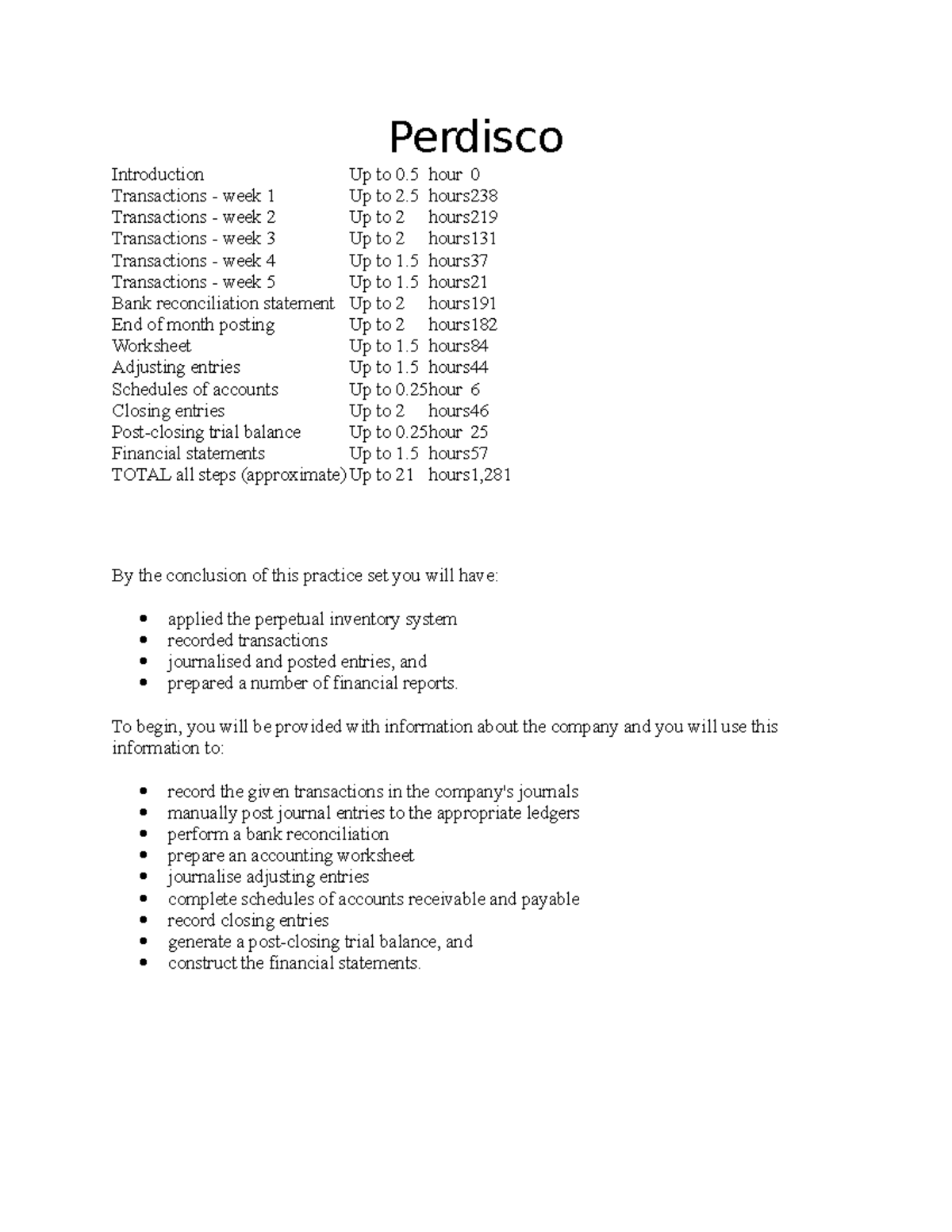 Perdisco Spring 2018 - Online module - Perdisco Introduction ...