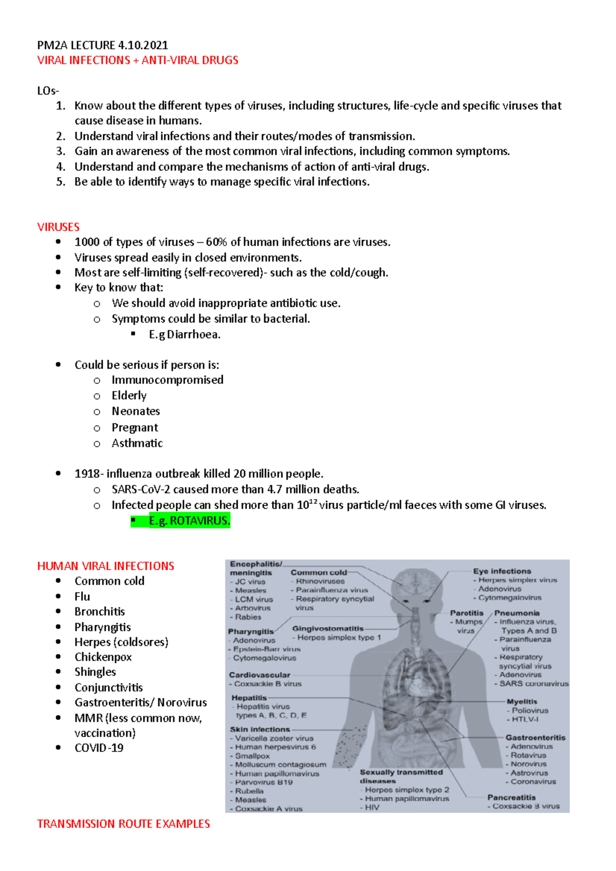 PM3A Lecture 5, 4.10.2021 Viral Infections + Antiviral Drugs - PM2A ...