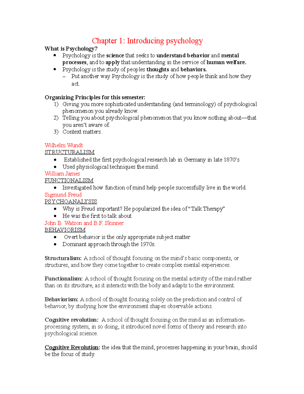 Chapter 1 & 2 - Lecture Notes 1, 2 - Chapter 1: Introducing Psychology ...