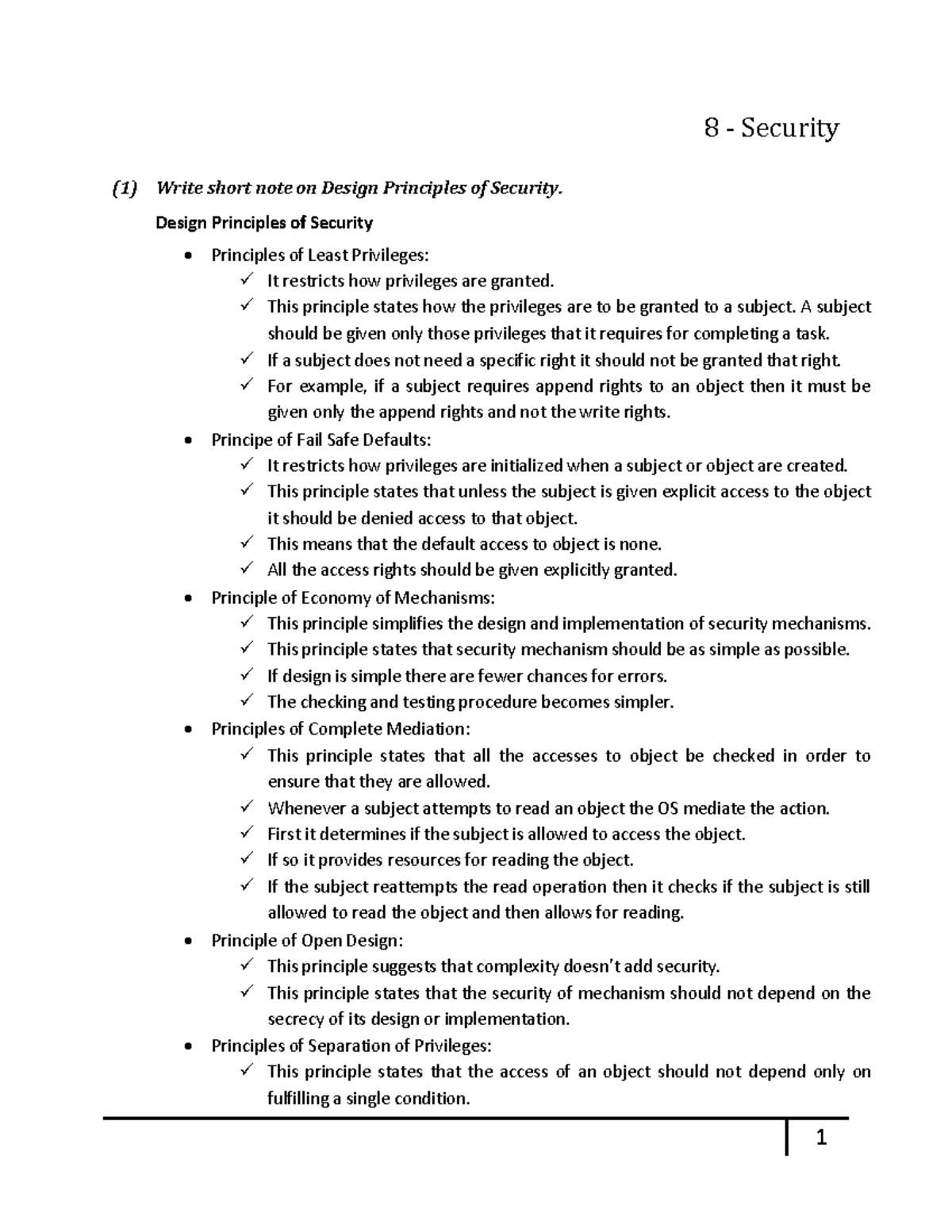 Security in Operating Systems (1) Write short note on Design