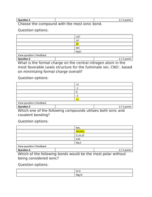 Chem133 Lesson 2 Quiz - Question 1 4 / 4 Points Which Of The Following ...