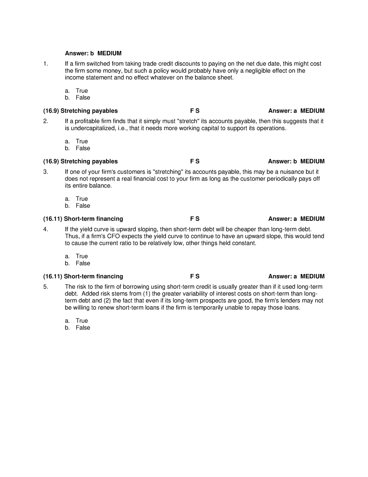 Long Quiz On Financial Management Answer Key - Answer: B MEDIUM If A ...