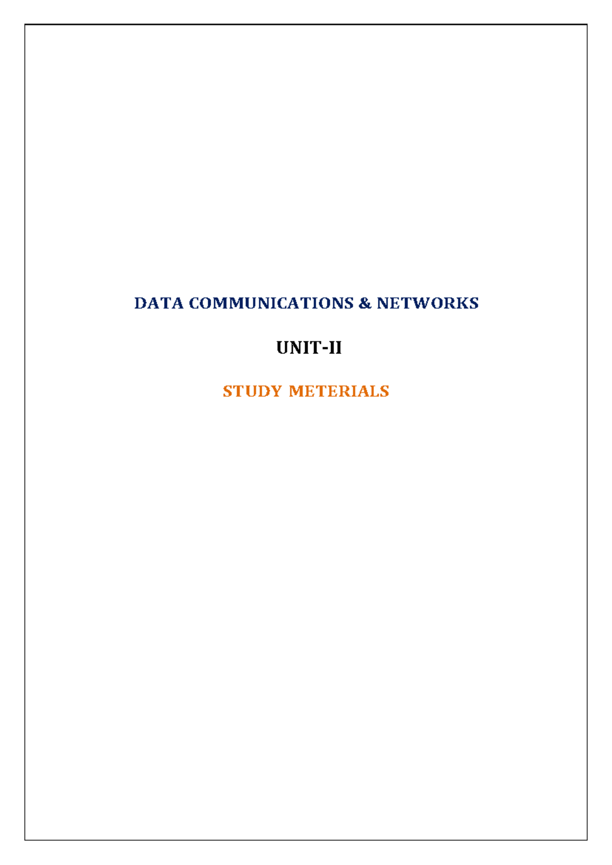 Notes-DCN Unit V - Lecture notes 5 Bsc - B.sc(Computer Science - Studocu
