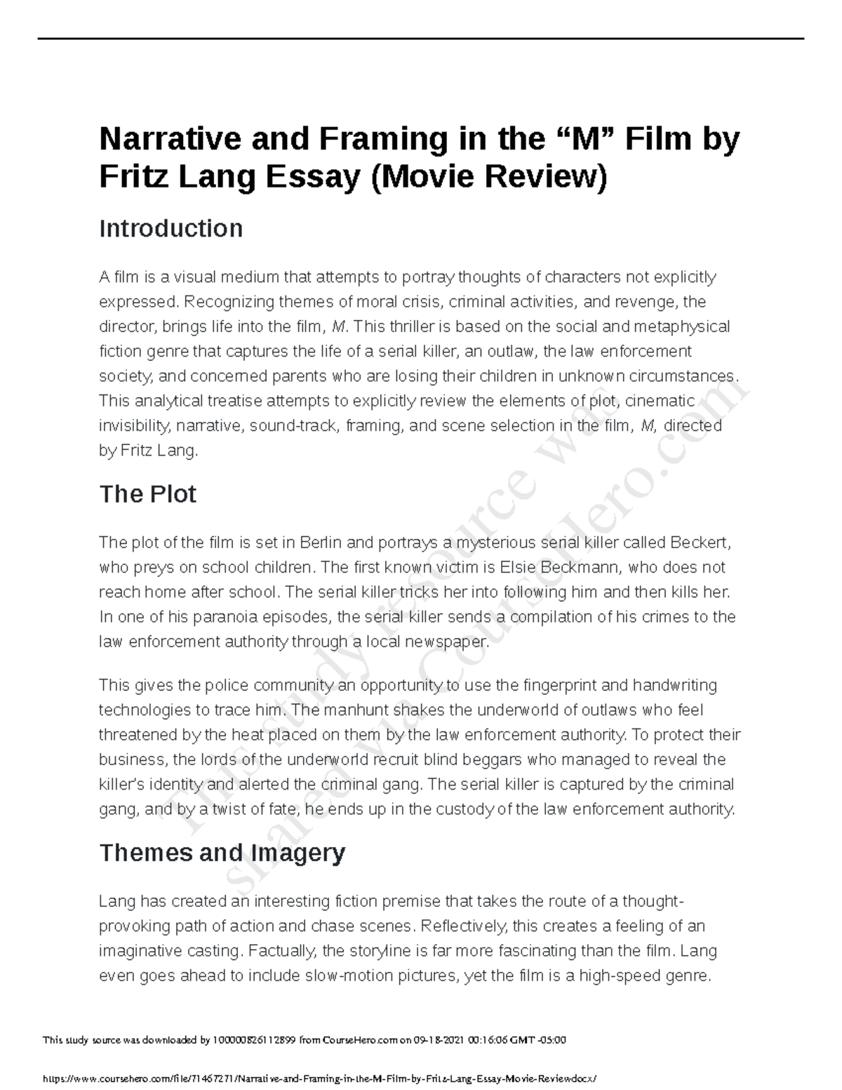 narrative essay movie review