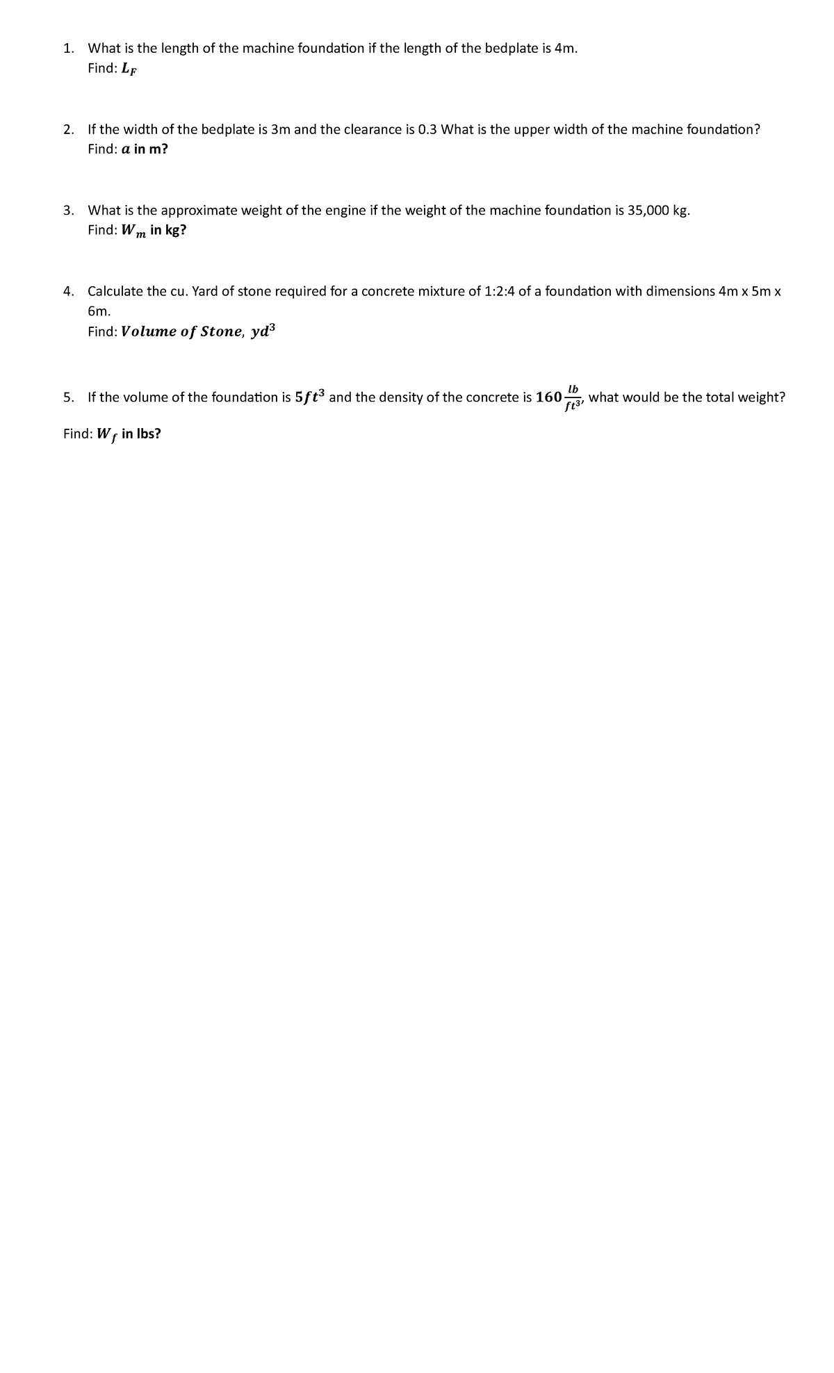 Activity 1 - machine foundation - What is the length of the machine ...