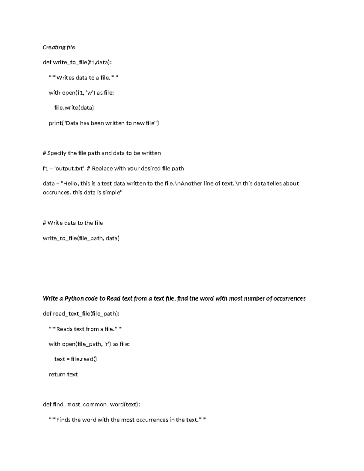 Week 7 - week 7 unit5 - Creating file def write_to_file(f1,data ...