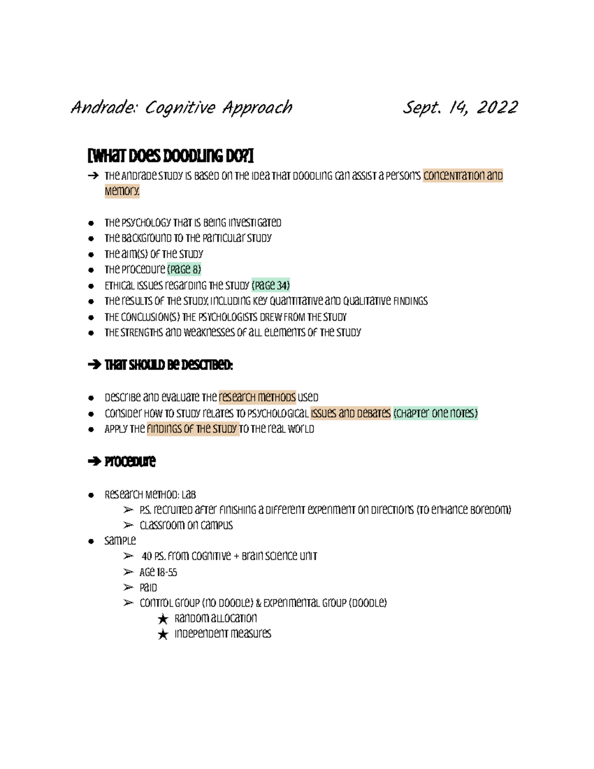 Andrade Guided Notes Andrade Cognitive Approach Sept. 14, 2022 [What