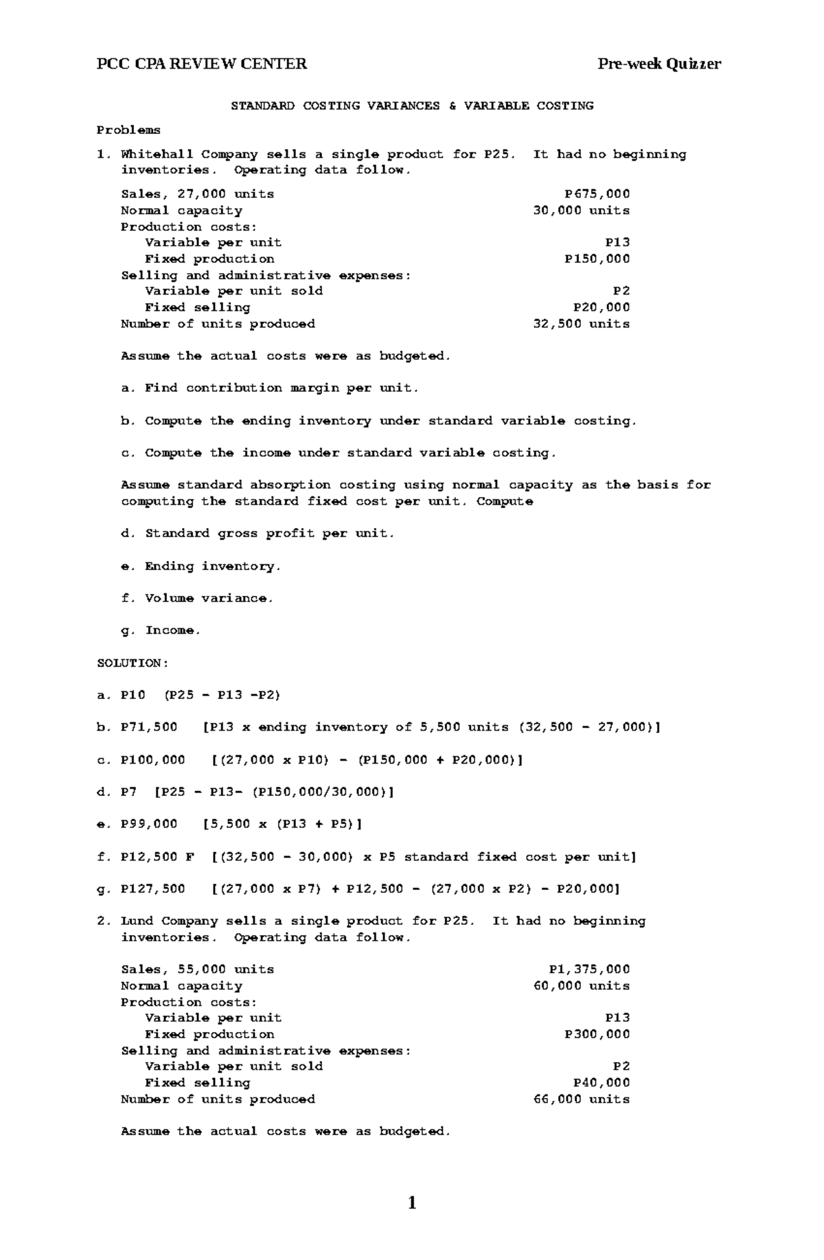 TB ch13 Standard costing quizzer StuDocu