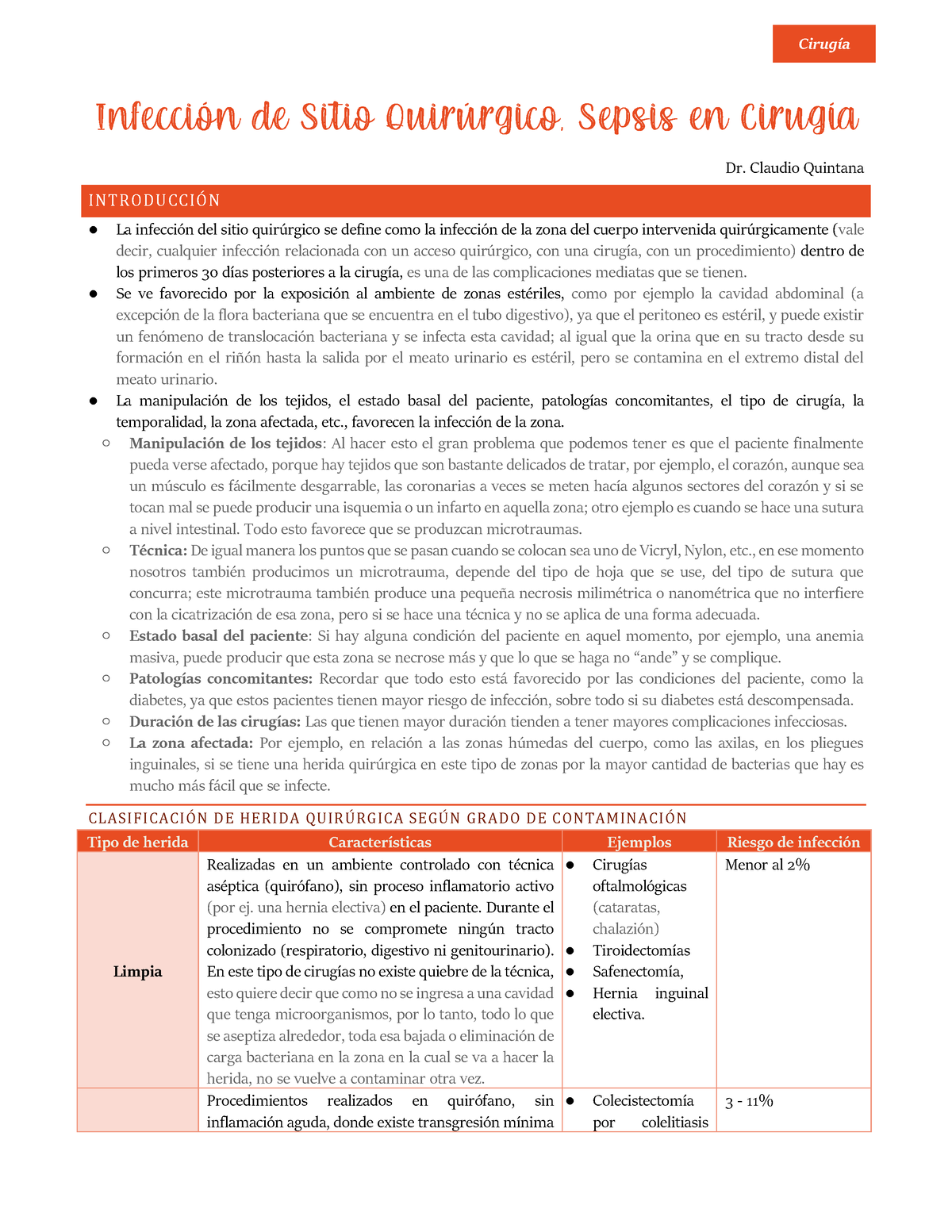 3. ISQ Y Sepsis - Cirugia - Dr. Claudio Quintana INTRODUCCI”N La ...