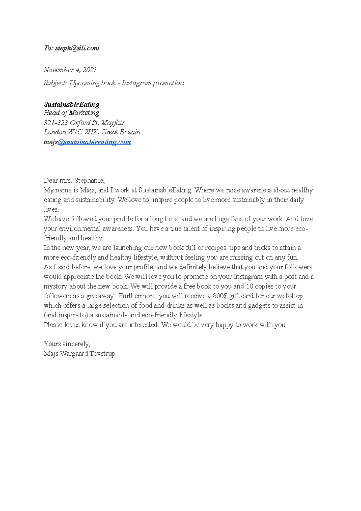 Email engelsk - eksamensopgave 2 - Engelsk - HHX Randers - Studocu