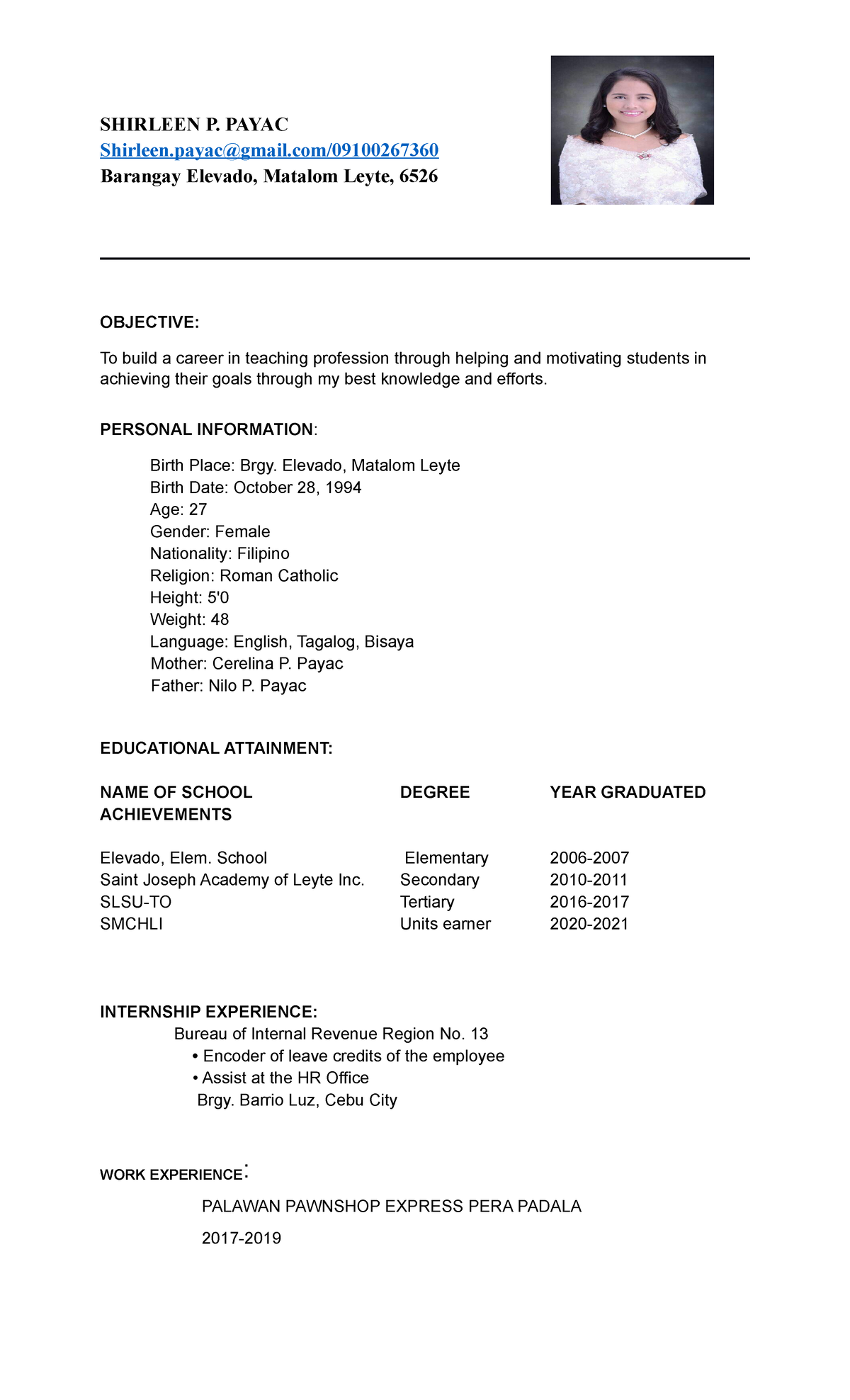 Shirleen payac resume - Module in business math - SHIRLEEN P. PAYAC ...