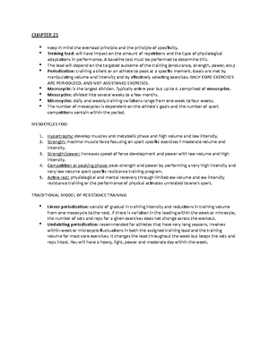 Chapter 15 - NOTES - CHAPTER 15 Specificity: training a client in a ...