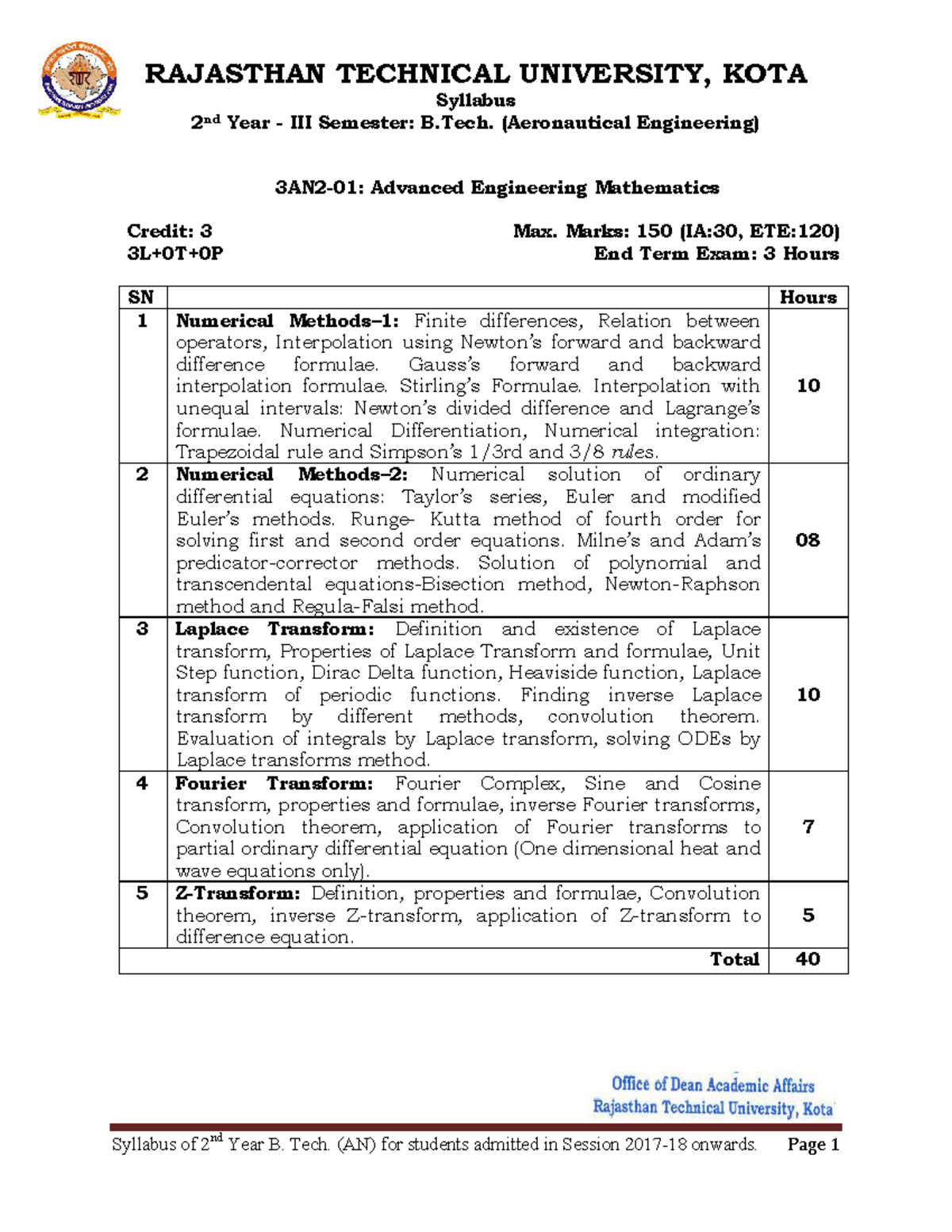 B.tech Syallbus - RAJASTHAN TECHNICAL UNIVERSITY, KOTA Syllabus 2 Nd ...