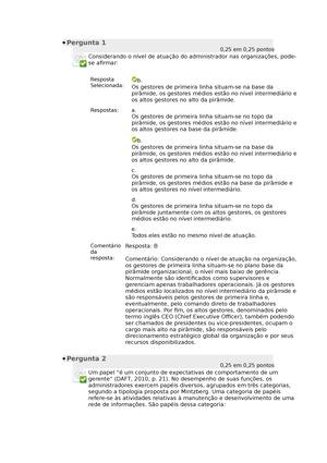 Questionário Unidade III - FUND. DA ADM - 1 - Em Seus Estudos, Fayol ...