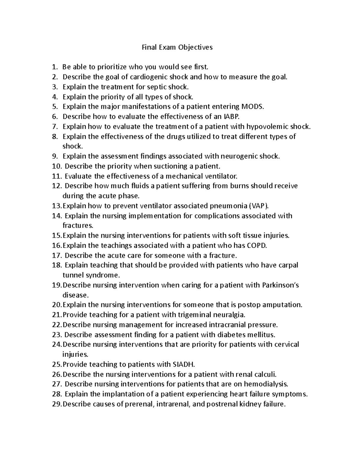 Final+Exam+Objectives Final Exam Objectives Be able to prioritize who