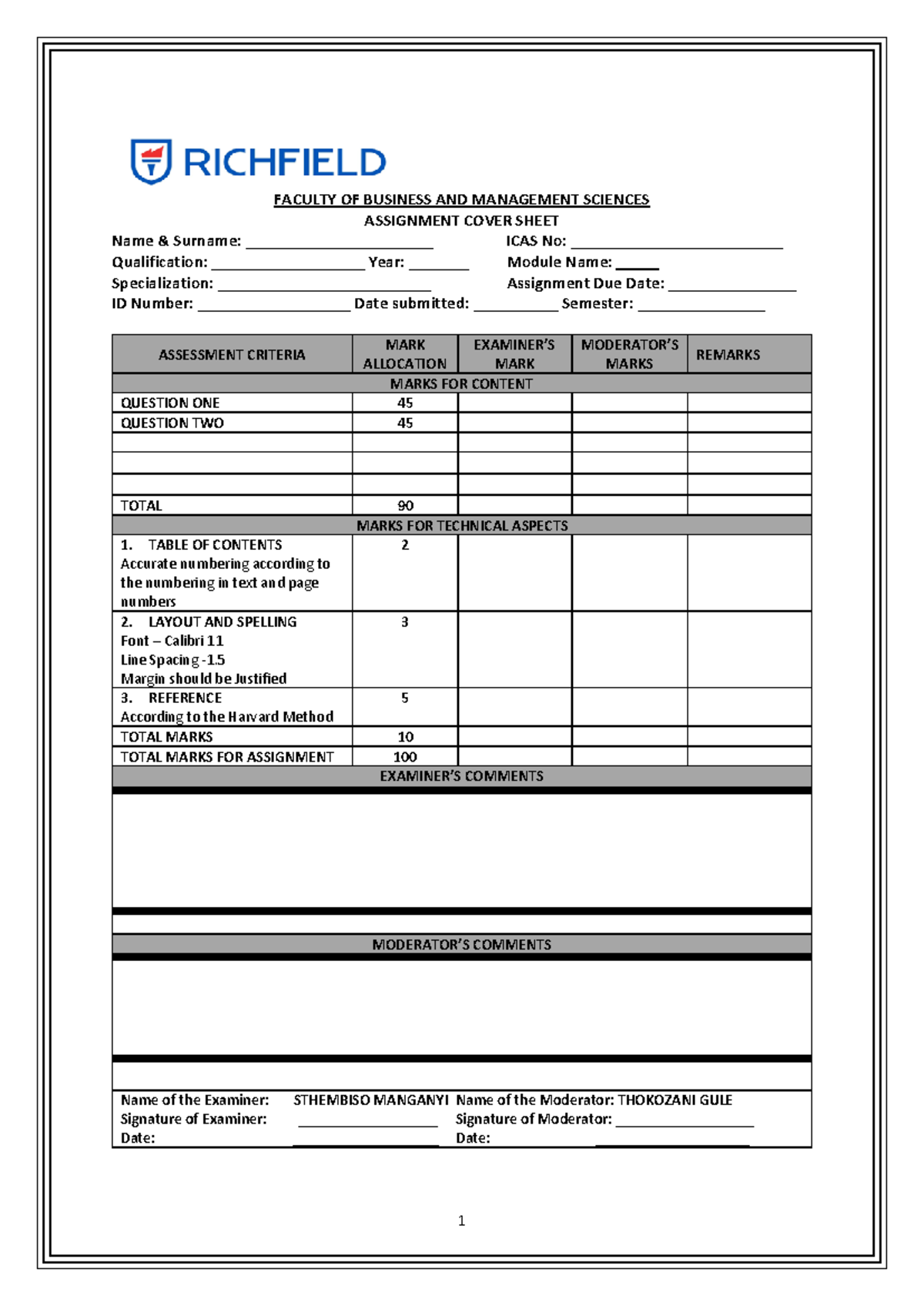 Acc731 written assignment 1 faculty of business and management