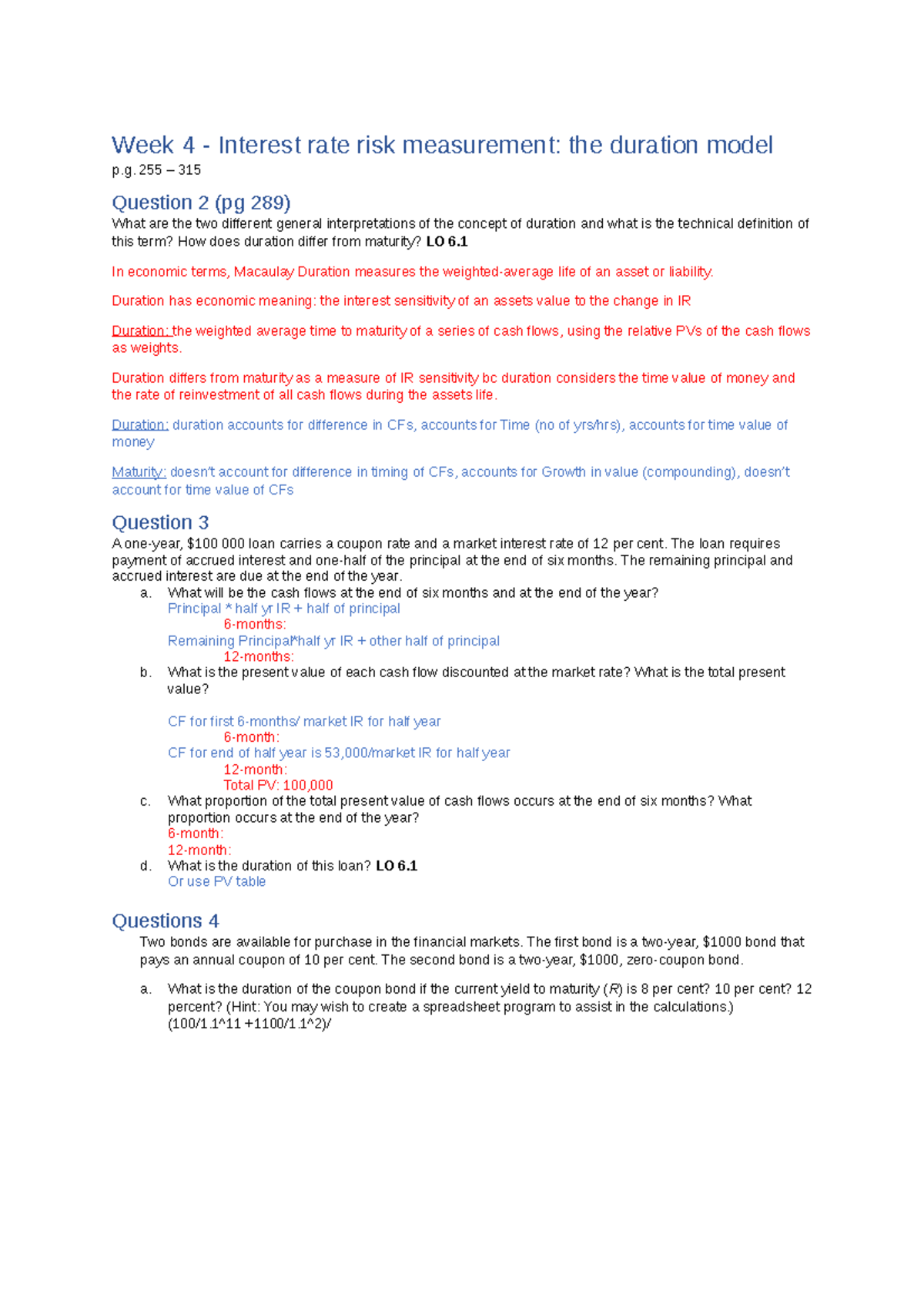 W4 - Interest rate risk measurement-the duration model - 255 – 315 ...