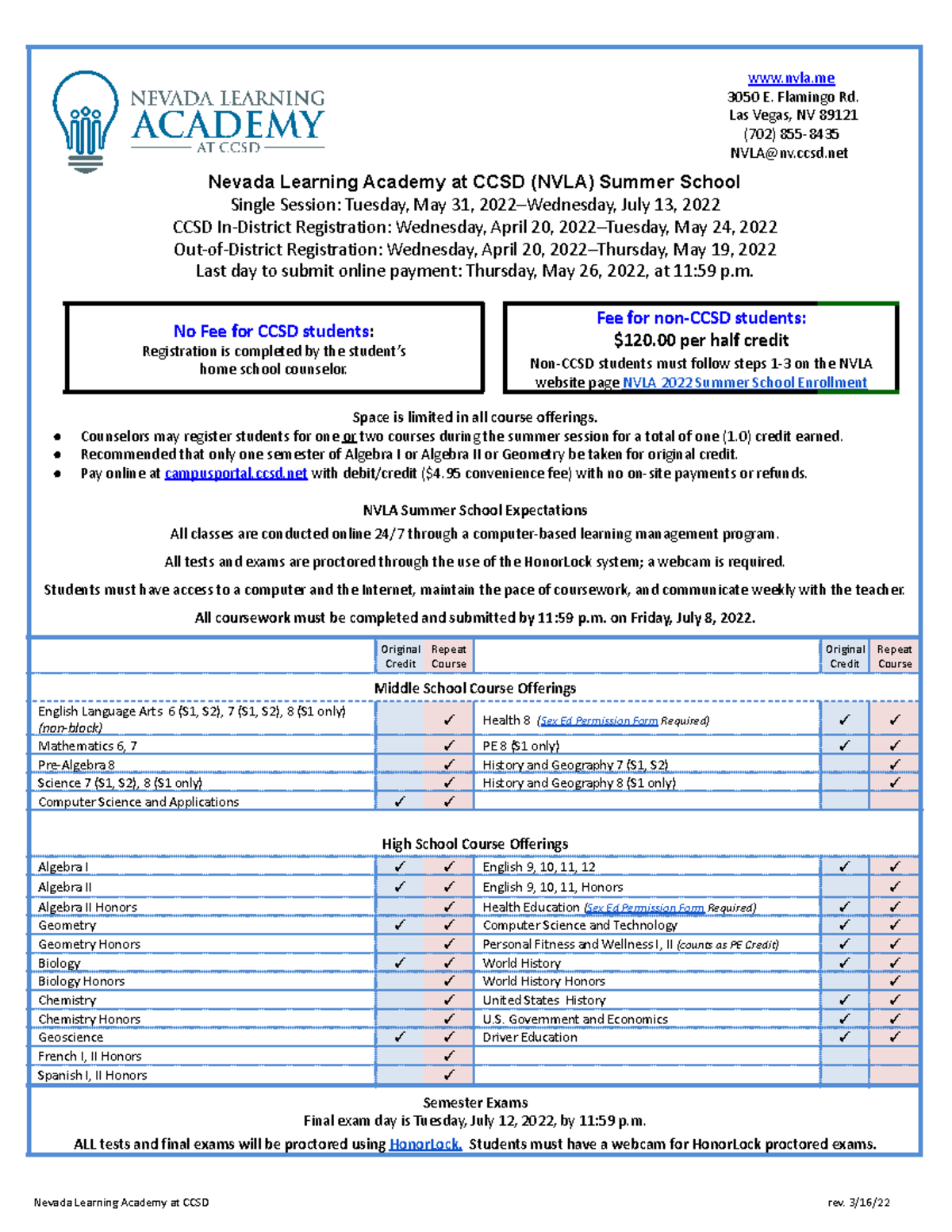 2022 NVLA Summer School Flyer - nvla 3050 E. Flamingo Rd. Las Vegas, NV ...