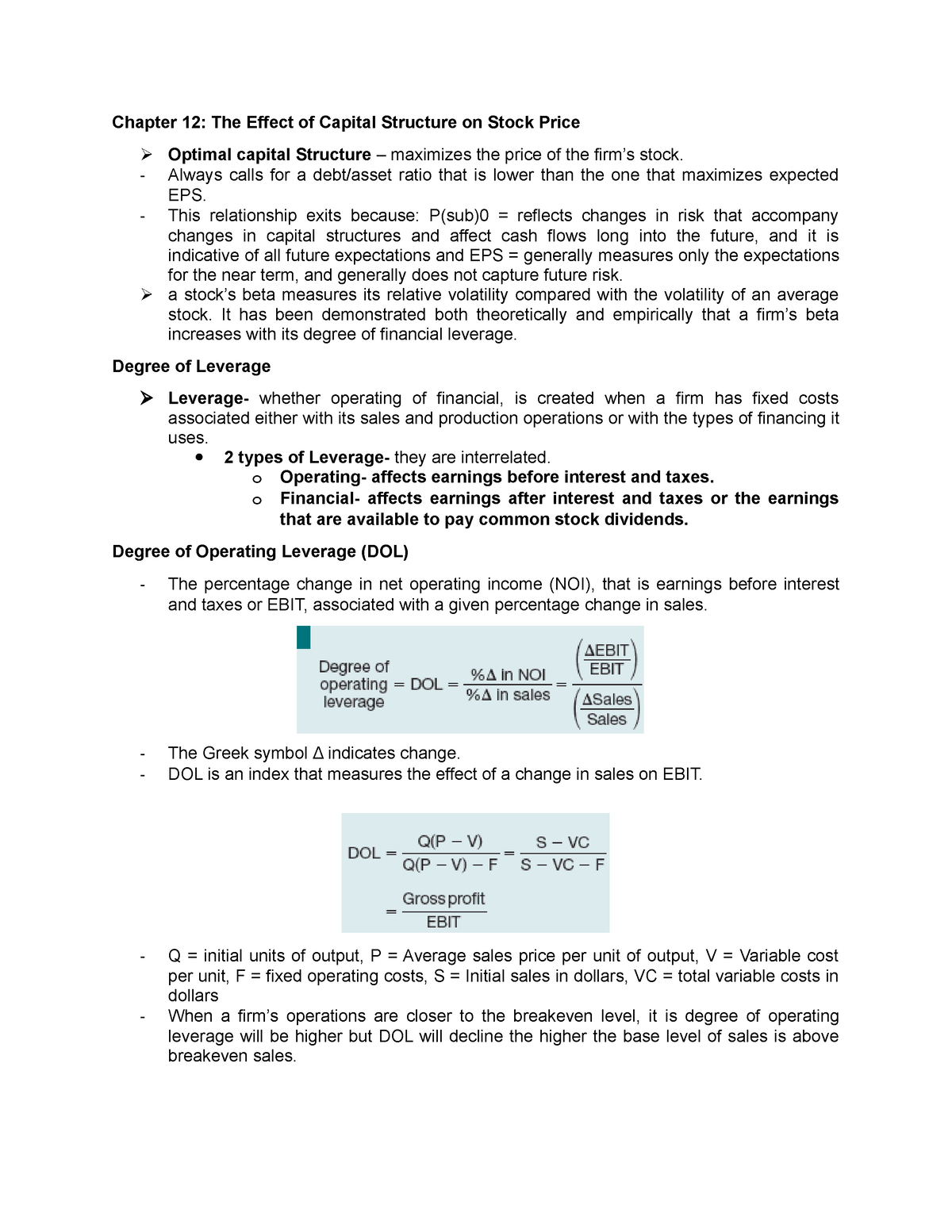 Chapter 12 And 13 - Lecture Notes - Chapter 12: The Effect Of Capital ...