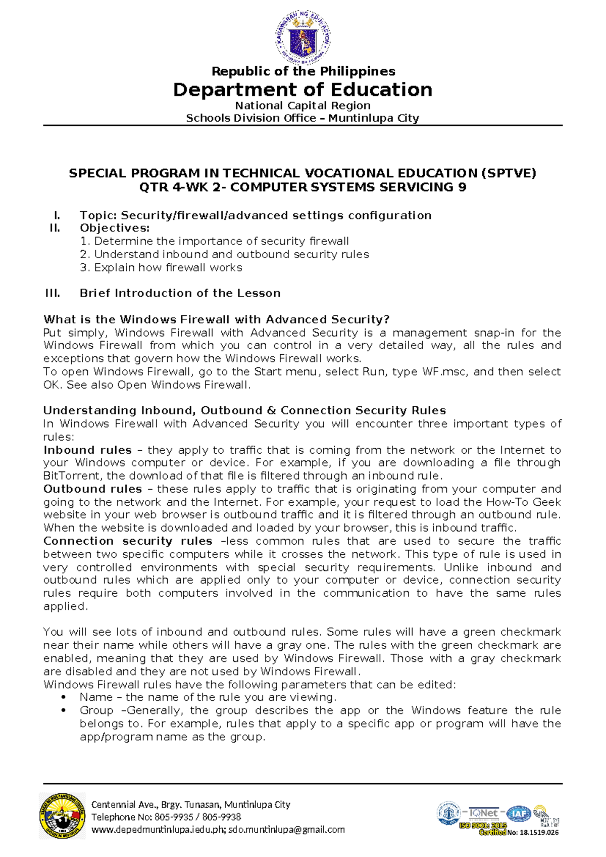 CSS 9 QTR 4 Module WK 2 - notes - Department of Education National ...