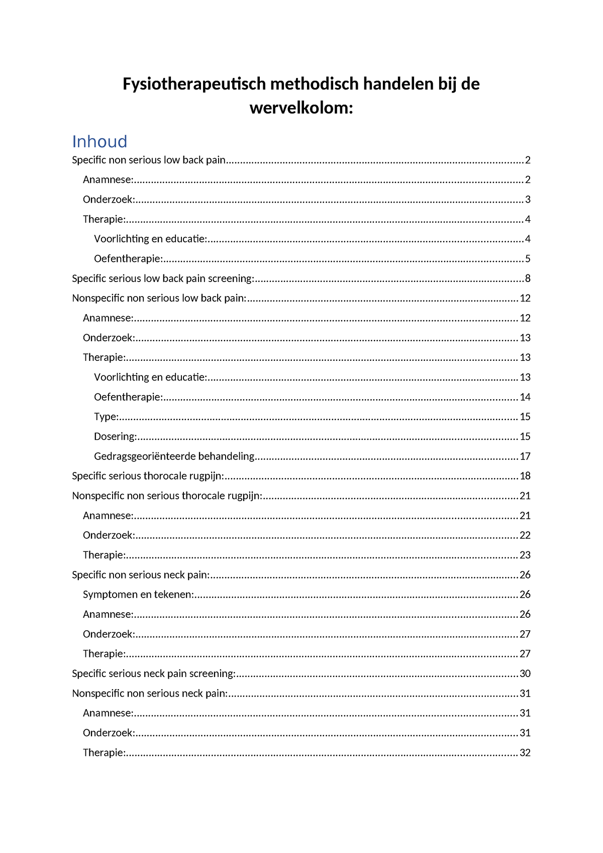 Fysiotherapeutisch Methodisch Handelen Bij De Wervelkolom ...
