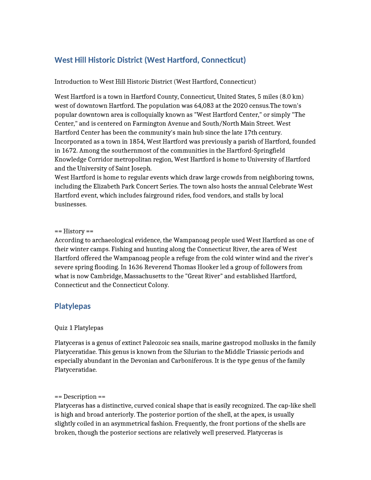 PSY167 Notes West Hill Historic District (West Hartford, Connecticut ...