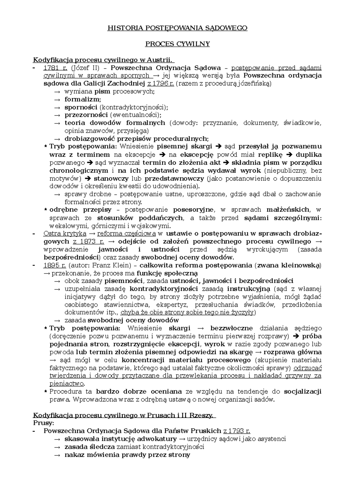 8 historia prawa - HISTORIA POSTĘPOWANIA SĄDOWEGO PROCES CYWILNY