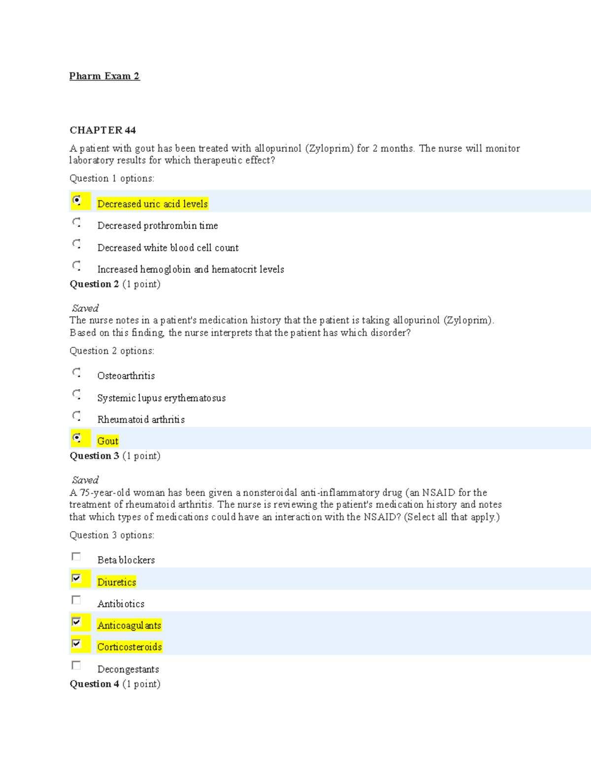 PHrm 2 - Pharm practices: chapter 44,3,.39 - Pharm Exam 2 CHAPTER 44 A ...