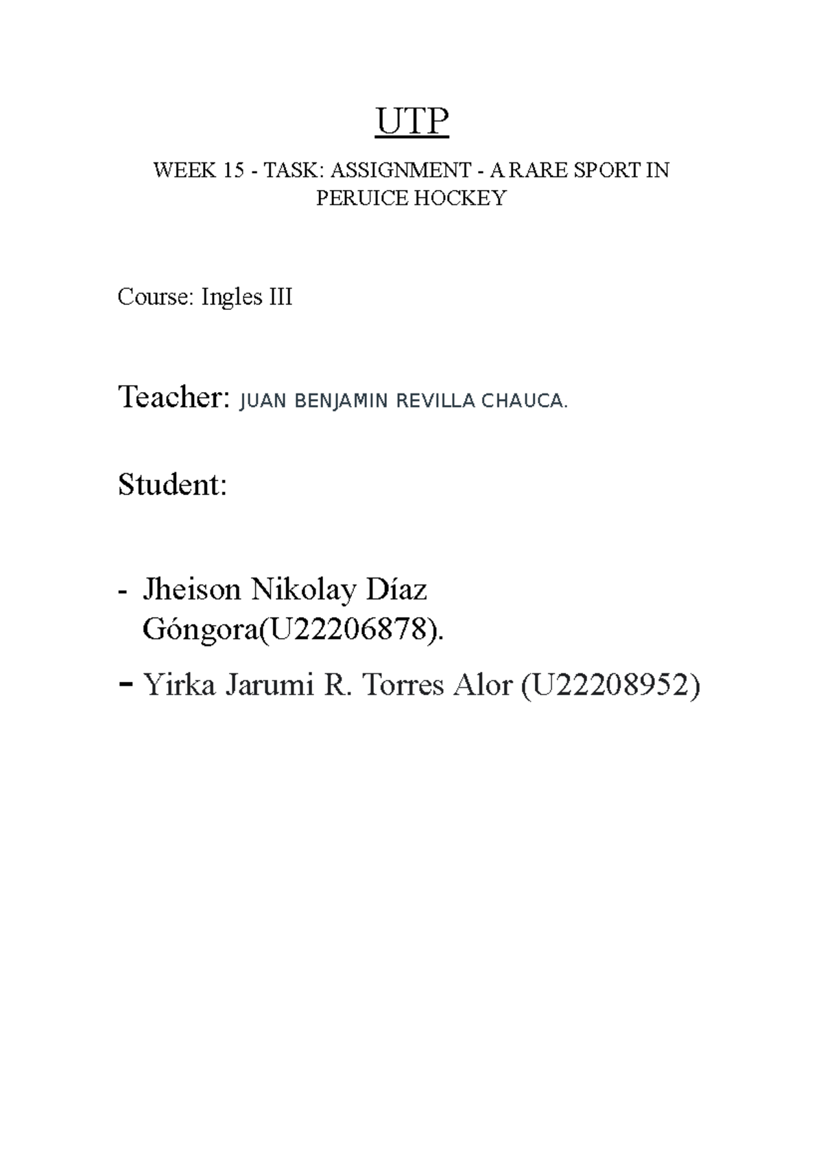 Semana 15 Ingles Con tu(s) pareja(s), piensa en entre 6 y 9