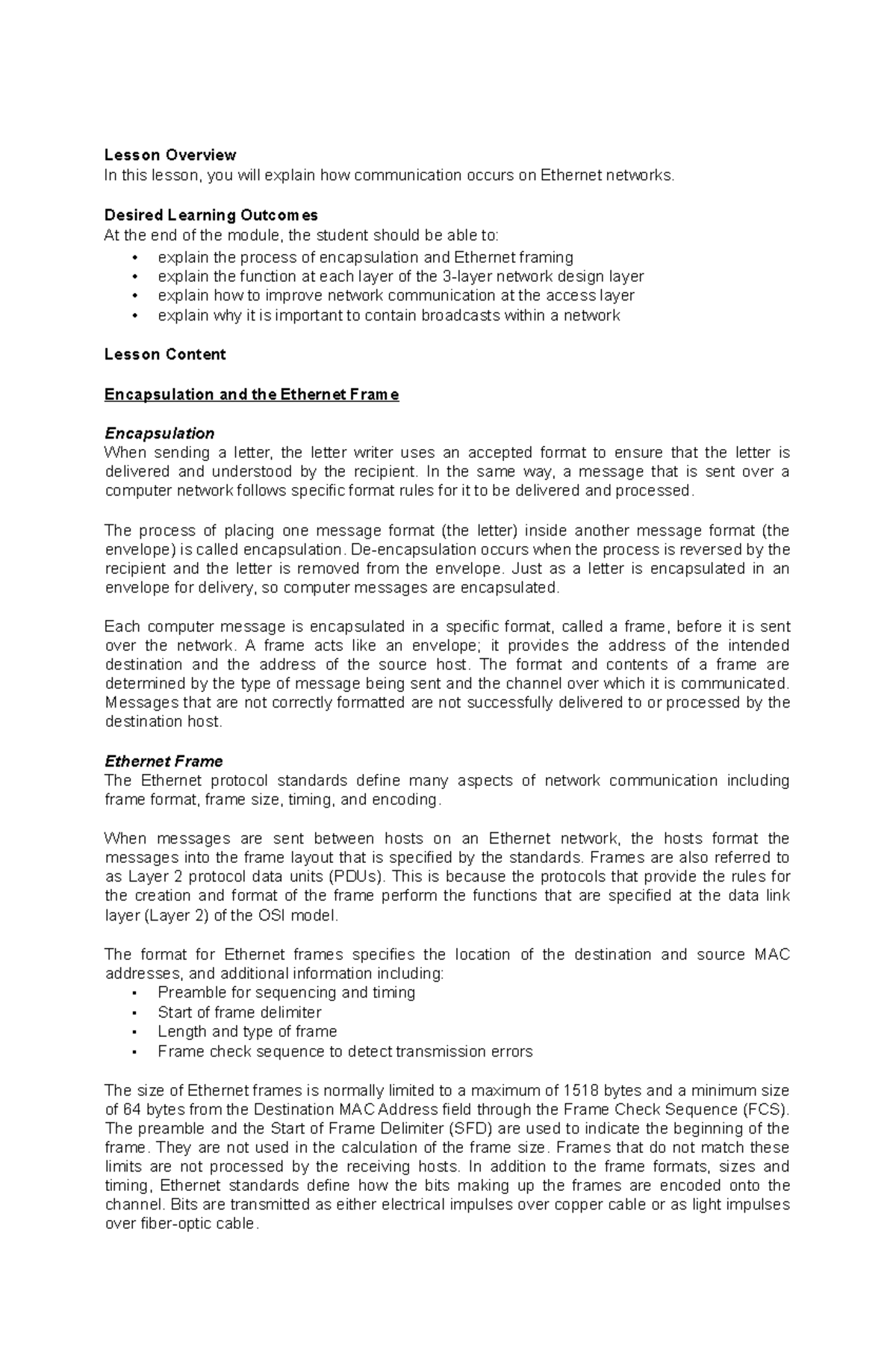 Module 6 - Network Design and the Access Layer - Lesson Overview In ...