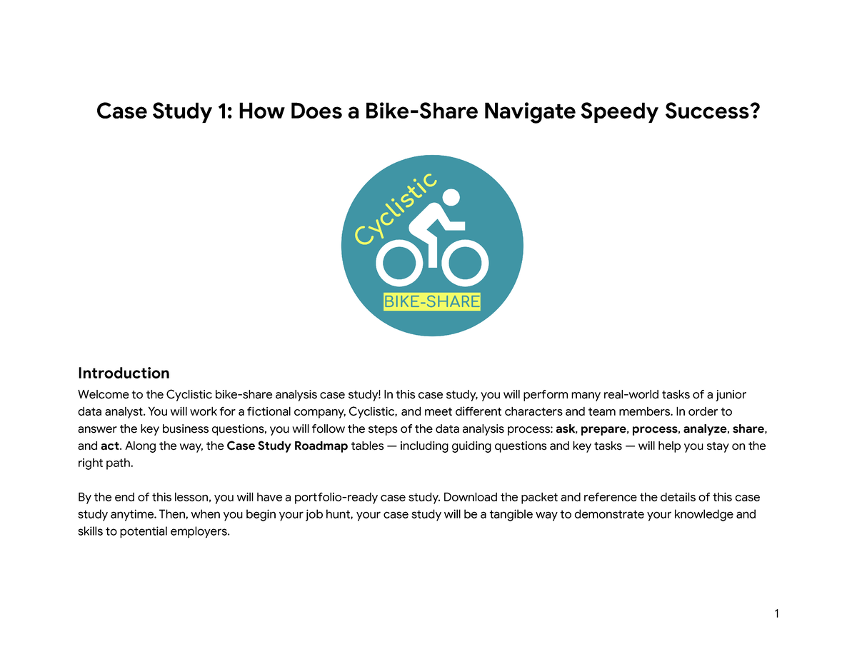 case study 1 how does a bike share navigate speedy success