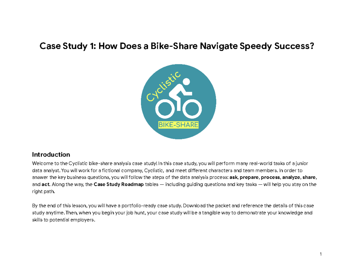 case study 1 how does a bike share navigate speedy success