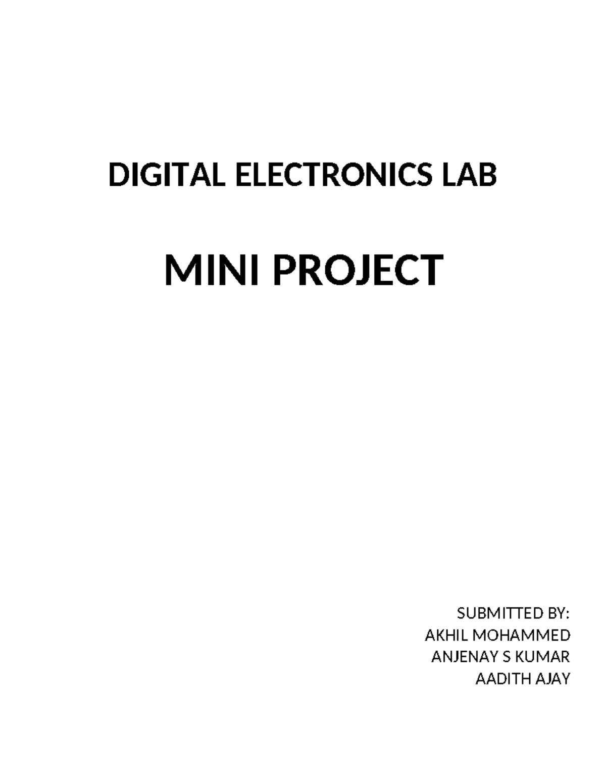 Analog Electronics LAB - DIGITAL ELECTRONICS LAB MINI PROJECT SUBMITTED ...