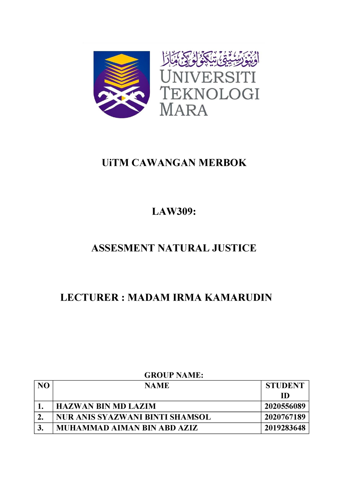 law 309 assignment