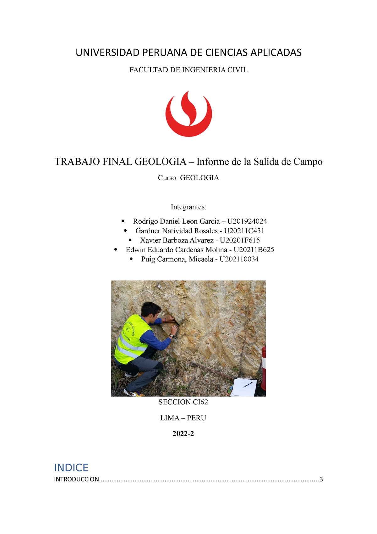 Trabajo Final Geolog A Universidad Peruana De Ciencias Aplicadas