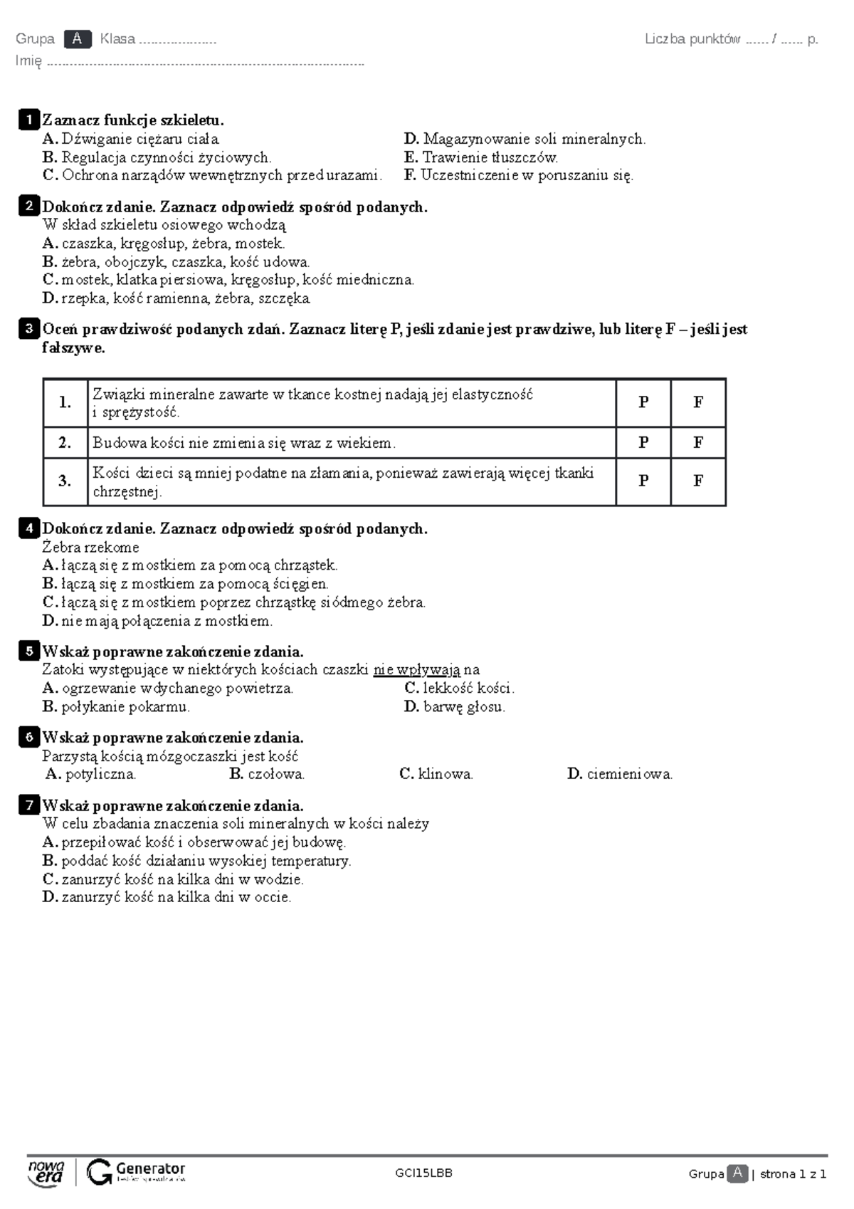 Kartkówka - Aparat ruchu - lekcje 1, 2, 3 Test (be 241018 181708