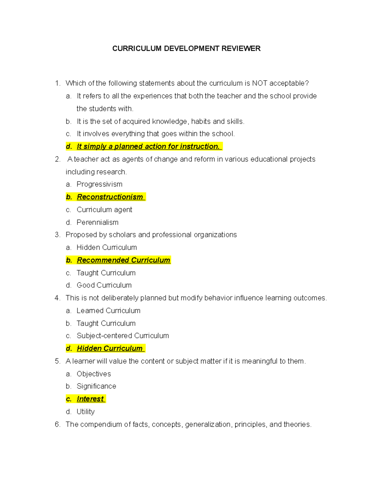 Curriculum Development Reviewer - CURRICULUM DEVELOPMENT REVIEWER Which ...